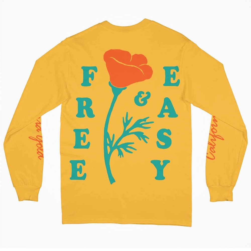 Free & Easy Long Sleeve Poppy California Gold Tee Unisex